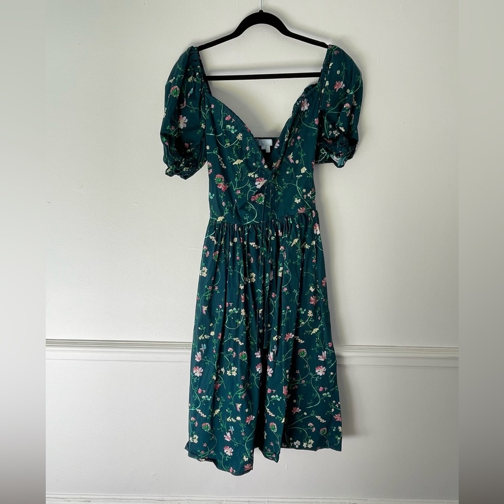 Hill House Green Floral Midi Dress